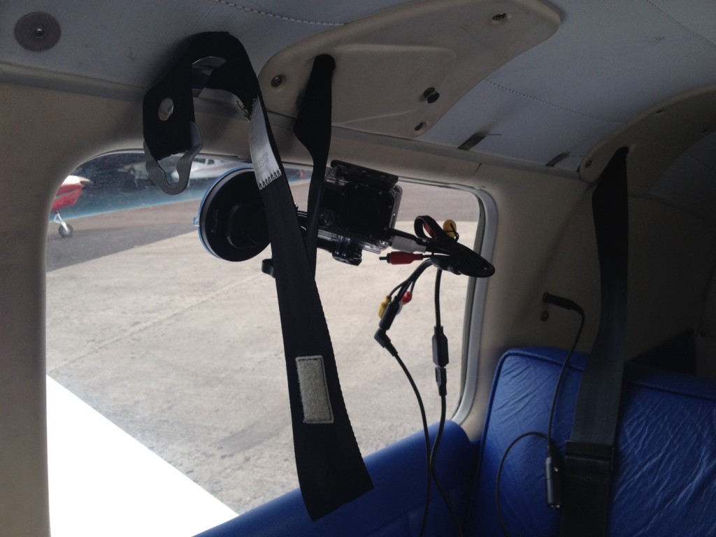 GoPro Hero3 mounted inside Piper Warrior using the suction cup mount