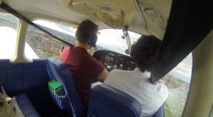 Photo from inside the cockpit after departing runway 27 and turning for noise abatement at Gloucester. 